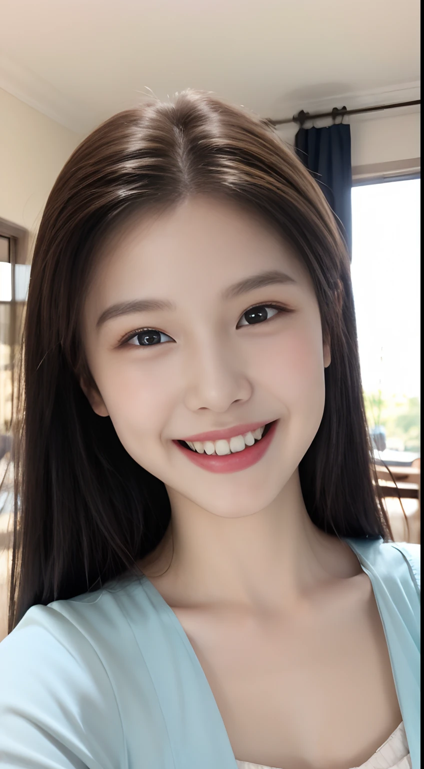 Girls' Club、hiquality、ultra-realistic realism、healthy、smiling expression、slender and perfect figure、Beautiful woman in period costume、Beautiful eyes、Beautiful double、Beautiful skin、modern living room，mediuml breasts