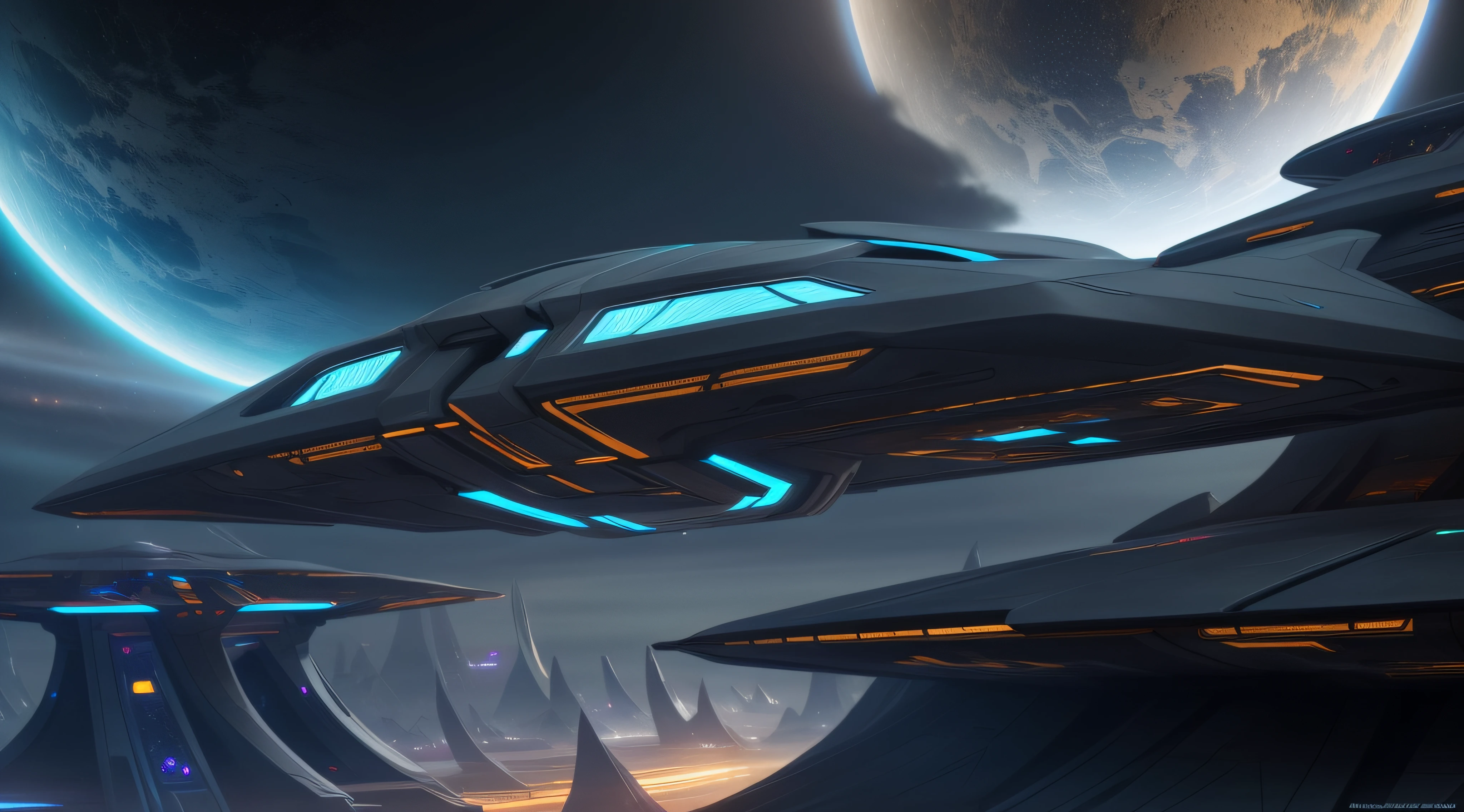 Close-up of futuristic spaceship flying in the sky, mystical sci-fi concept art, High quality digital concept art, scifi concept art, stunning sci-fi concept art, scifi concept art, star - gate of futurisma, huge futuristic temple city, majestic interstellar portal, epic beautiful space scifi, scifi concept art, scifi concept art