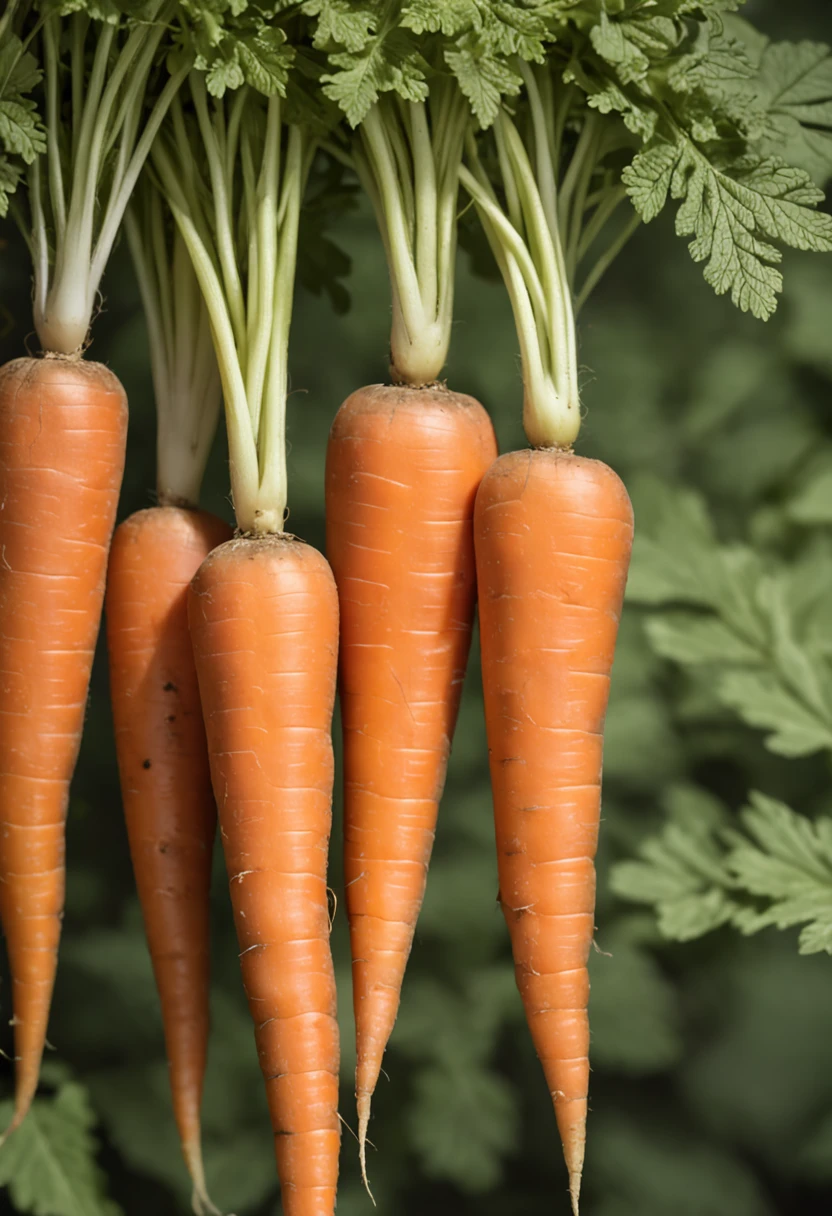 1 carrot with leaves、white backgrounid