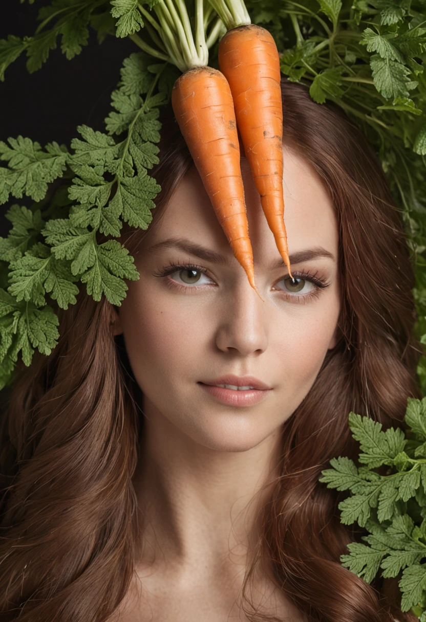 1 carrot with leaves、white backgrounid