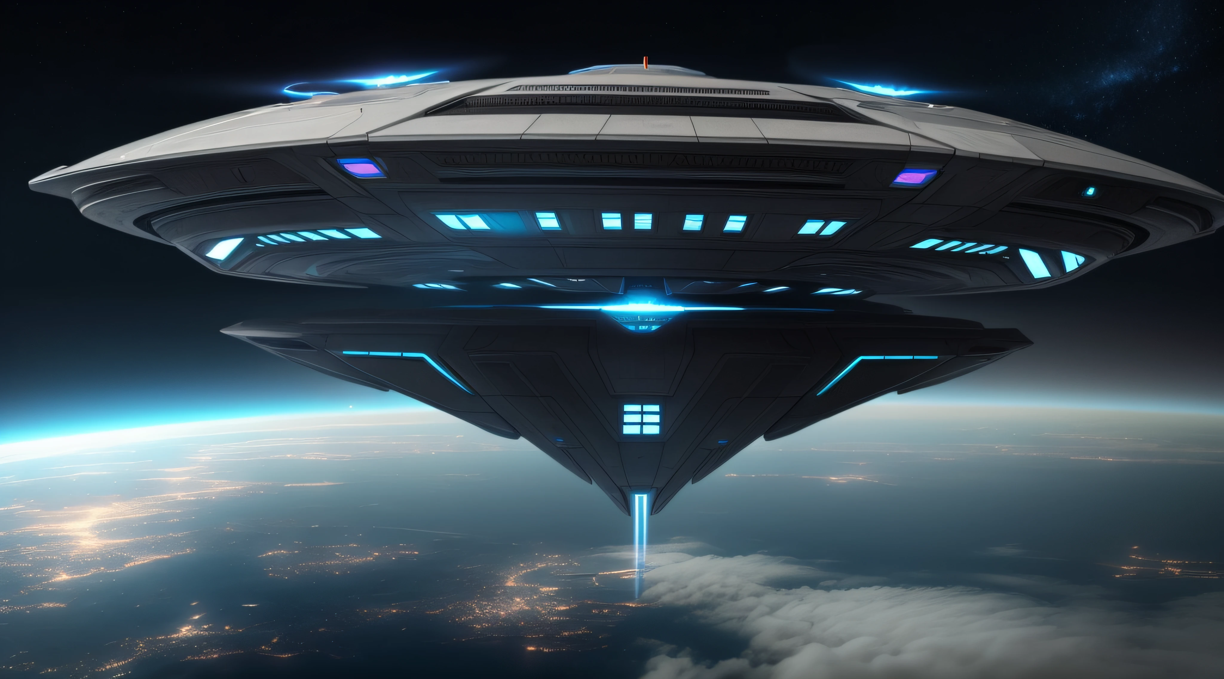 Close-up of futuristic spaceship flying in the sky, mystical sci-fi concept art, High quality digital concept art, scifi concept art, stunning sci-fi concept art, scifi concept art, star - gate of futurisma, huge futuristic temple city, majestic interstellar portal, epic beautiful space scifi, scifi concept art, scifi concept art