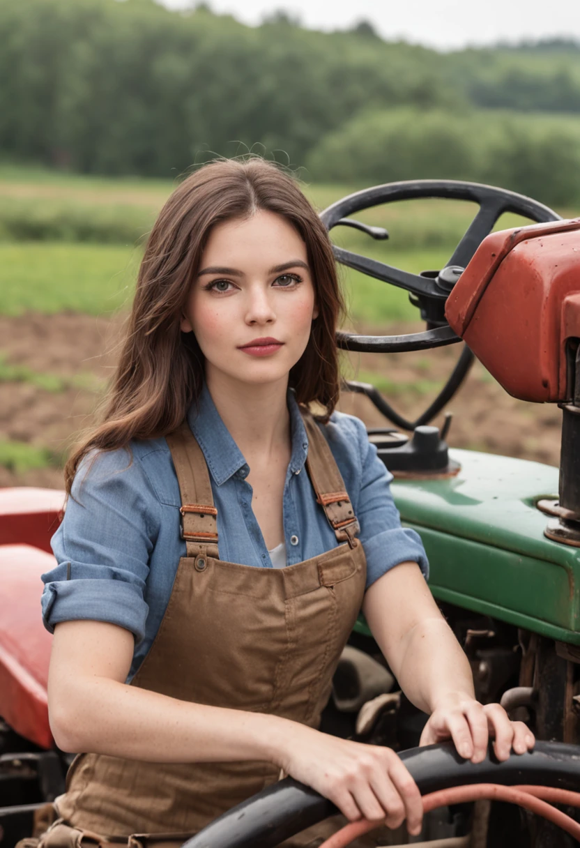 Worker driving tractor, alta qualidade, ulta definition