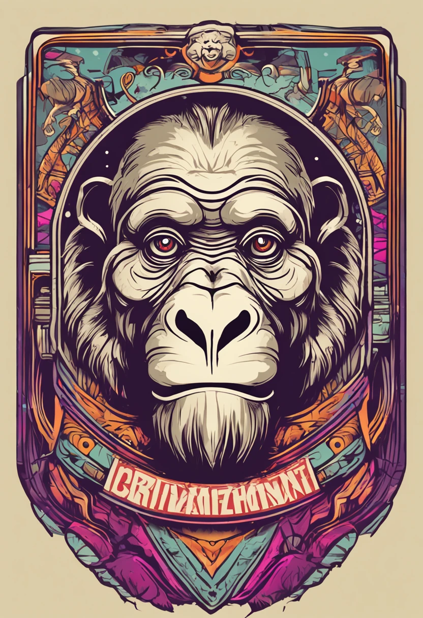 Create a monkey logo for a digital channel with vibrant, high-resolution colors