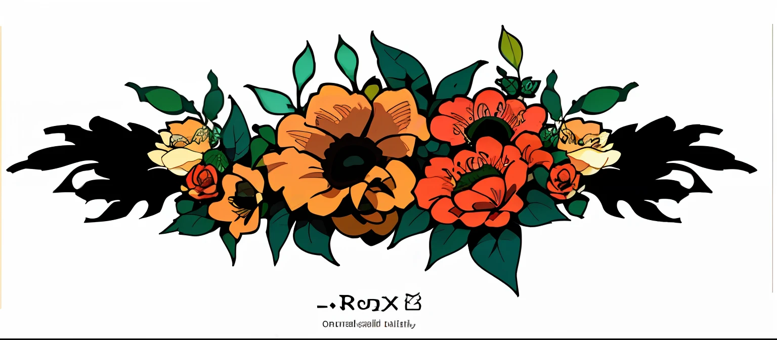 There is a drawing of a bouquet of flowers on a white background, corolla, corolla, Flower crown, floral growth, hand drawn svg, stylized border, Rose crown, opulent, crown of roses, ornate flowers, Colored on, line art in colour, drawn with photoshop, floral design, detailed flowers, flowers in the background, Blooming flowers