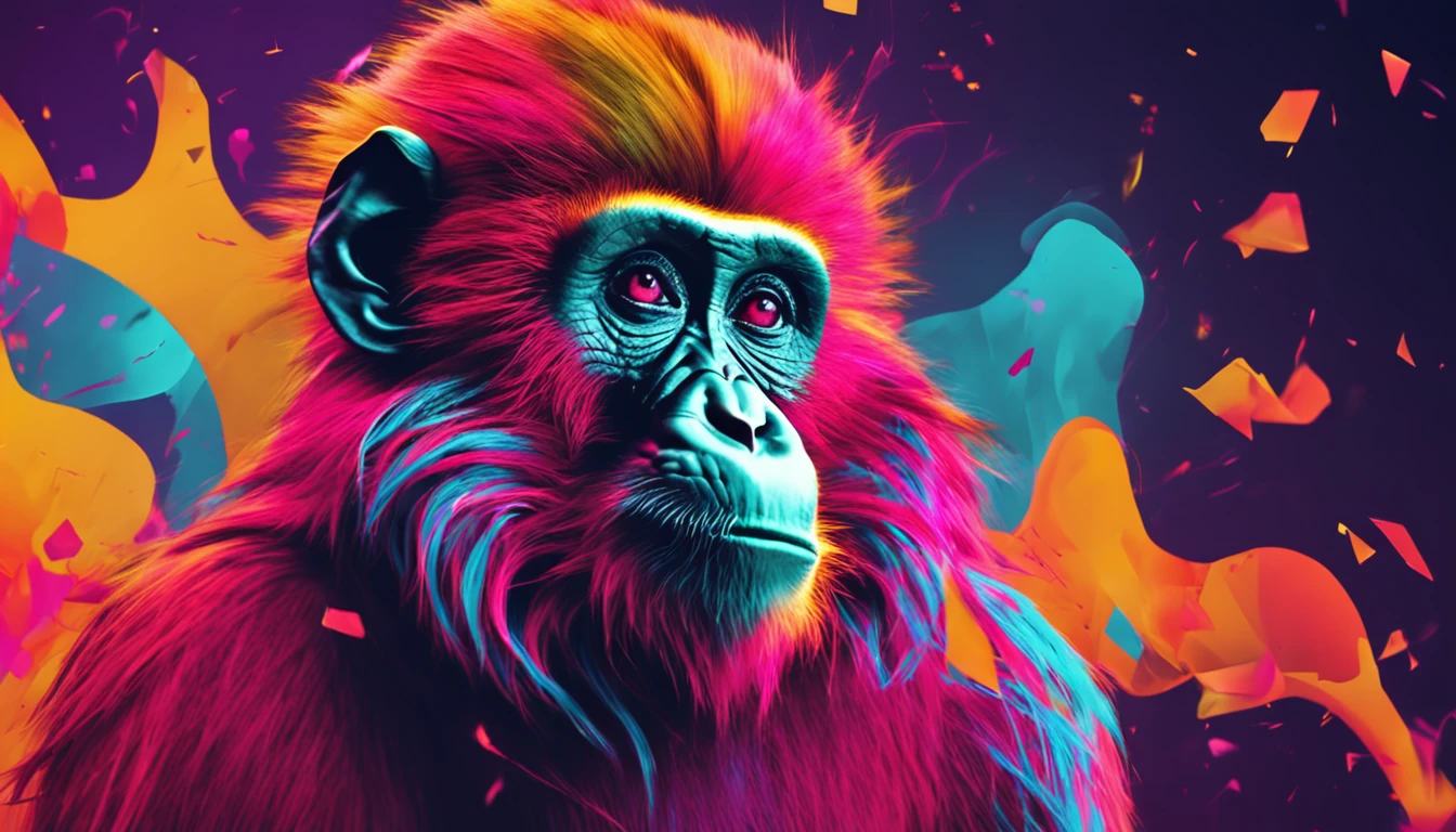 Create a monkey logo for a digital channel with vibrant, high-resolution colors