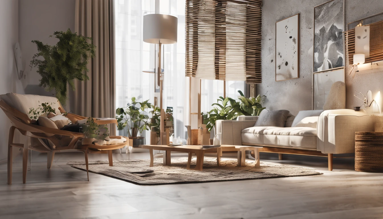 The white ozone generator is placed on the table，Home environment，NOhumans，Fresh air，lamplight，The background is blurred out，Wooden furniture，European decoration，Left-centered heading：AIRAS 2-in-1 Air Purifier