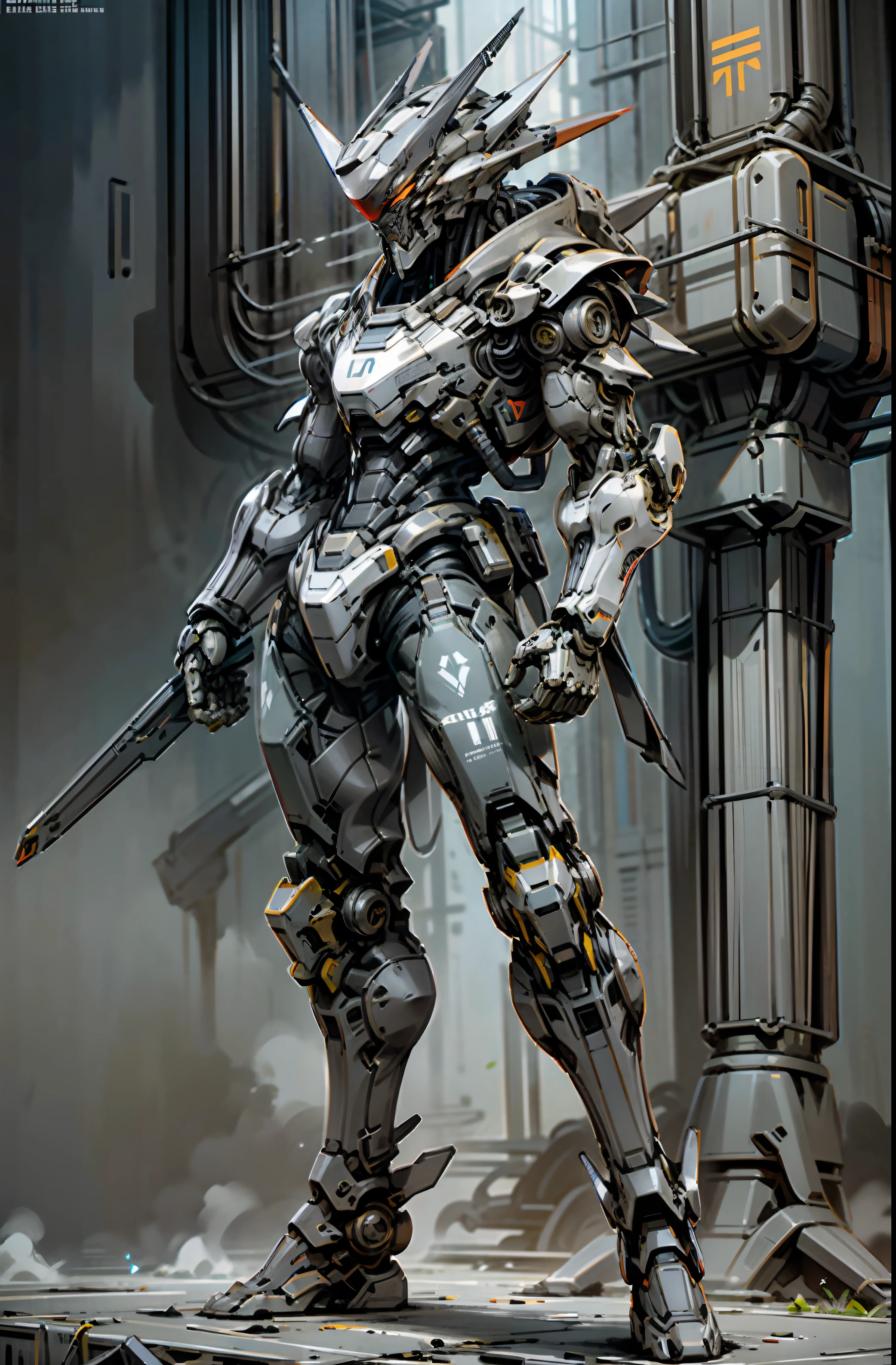 Fantasy cyberpunk world，1 mechanical marvel，Robots defend the world order；Samurai mechanical armor，Armed with unambiguous weapons，Streamlined black and red design，wearing in black cloak，A great piece of the 1 man robot，Art of the highest quality，8K ultra-high resolution，动态照明，Cinematic magnificent，Bright colors，Robot dogs are foolproof。