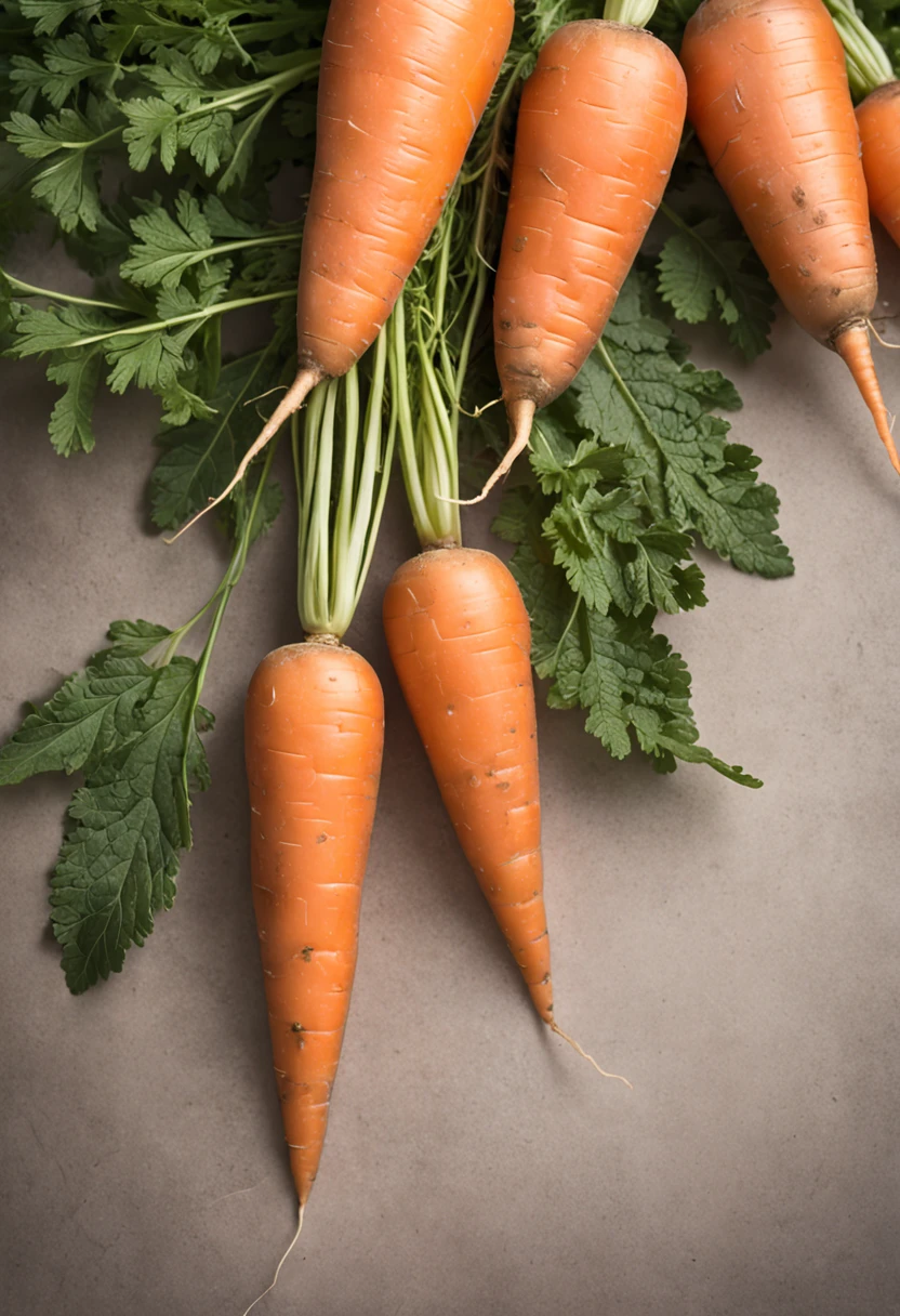 "Delight in the ultra-realistic and detailed photography of a carrot, expertly captured in a clean environment. Each vibrant orange hue and intricate texture is showcased, making you appreciate the simple yet captivating beauty of this wholesome vegetable."