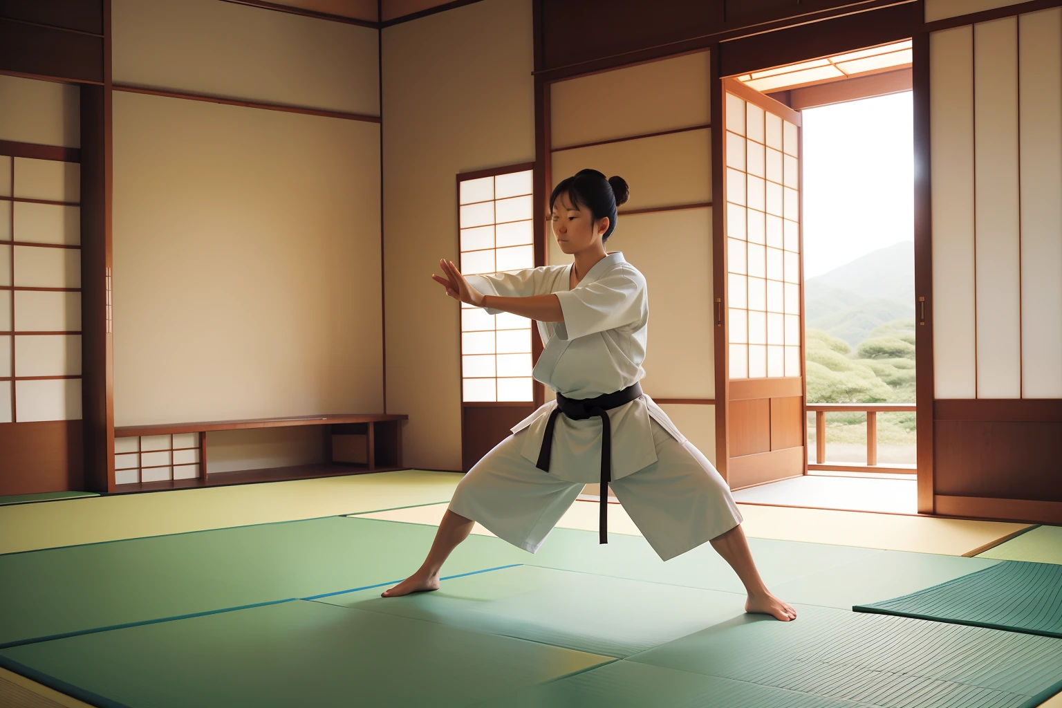 Date: 2011
Country: Japan
Description: A tween practices aikido moves in a sun-drenched Japanese dojo, each stance and gesture embodying the art's harmony and grace.