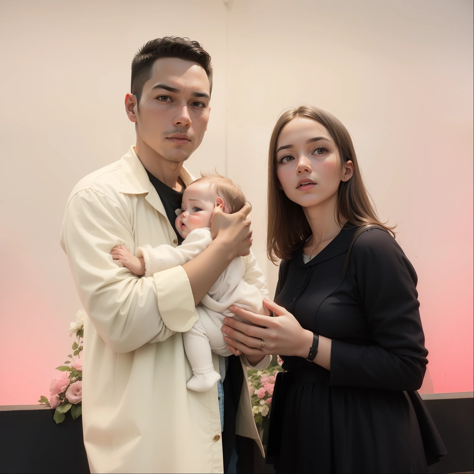 vintage vibe,street photography,retro color grading,face not change,family,in church
