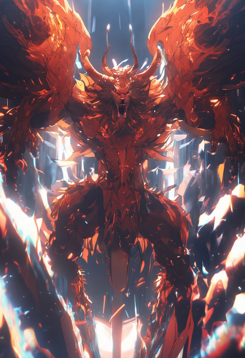 dream colors,tmasterpiece,the detail,film effect,((Rich in color)),mito,An evil creature, Tiger body,sheep horns,Shiny hair,manticore,Rush to the audience,Line,