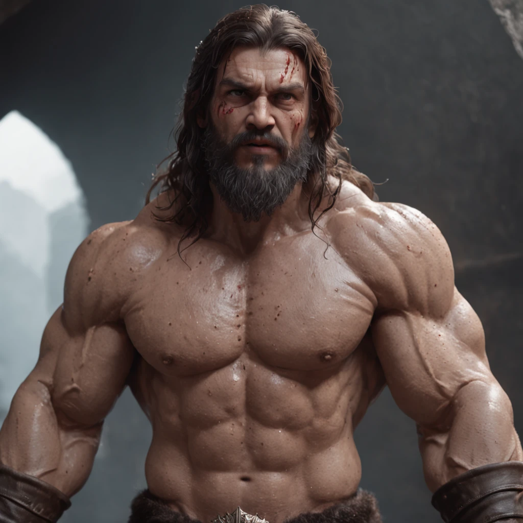 (professional 3d render:1.3) af (Realistic:1.3) most beautiful artwork photo in the world，Features soft and shiny male heroes, ((Epic hero fantasy muscle man rough wet hero angry looking long hair short beard and ferocious expression in dynamic pose, Fantastic location, Majestic cluttered environment)), Full body 8K unified rendering, action  shot, skin pore, very dark lighting, heavyshading, Detailed, Detailed face, (vibrant, photograph realistic, Realistic, Dramatic, Dark, Sharp focus, 8K), (Old leather garments damaged by weathering:1.4), ((((Wear fur)))), (Intricate:1.4), decadent, (Highly detailed:1.4), Digital painting, rendering by octane, art  stations, concept-art, smooth, Sharp focus, illustration, Art germ, (loish:0.23), wlop ilya kuvshinov, and greg rutkowski and alphonse mucha gracias, (Global illumination, Studio light, volumettic light), heavy rain, particles floating, lotr, fantasy, elf, full bodyesbian, ((Dark and ancient city background:1.3)),CGSesociety,art  stations