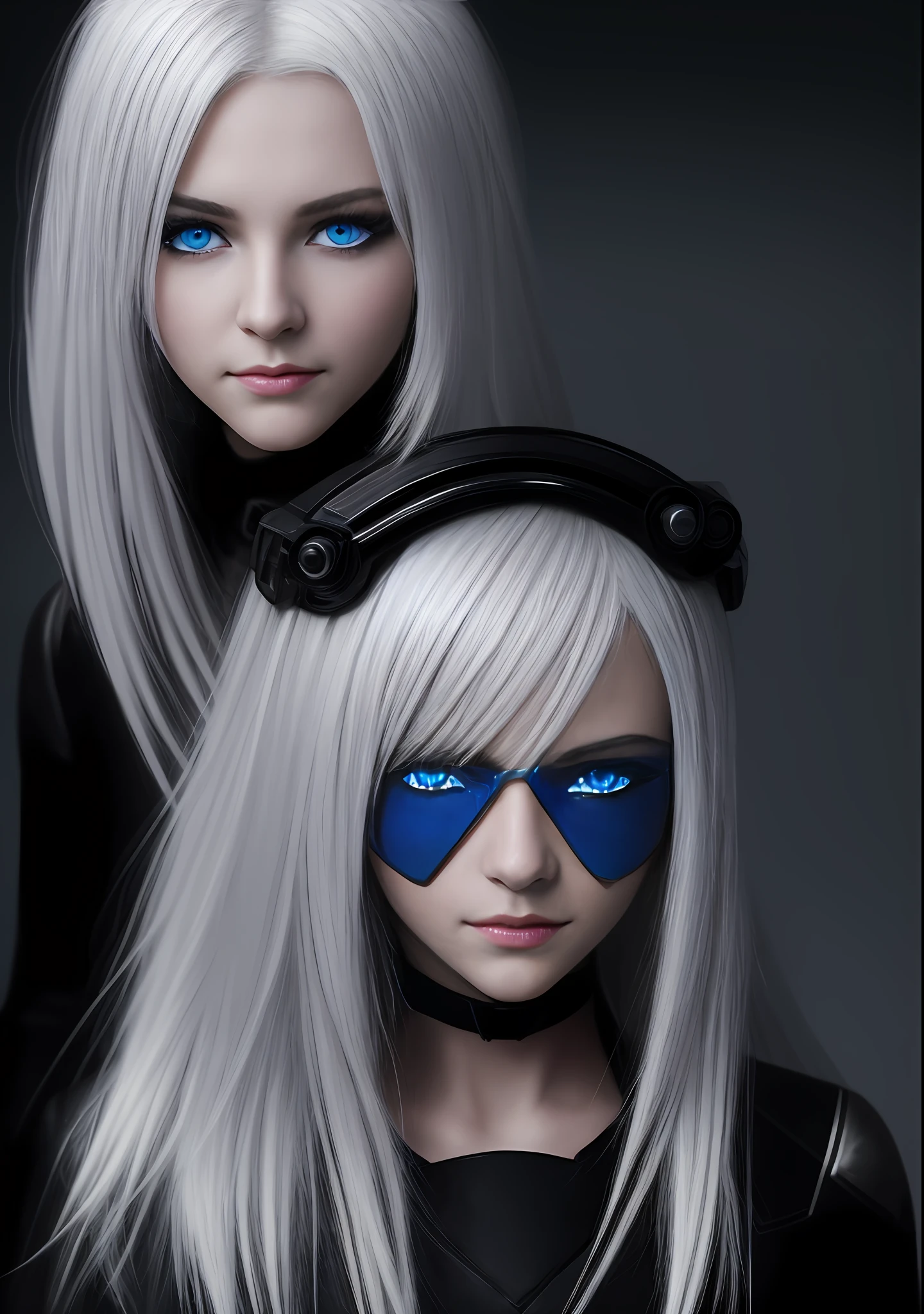 White hair, nanomachine, blue eyes, beautiful girl