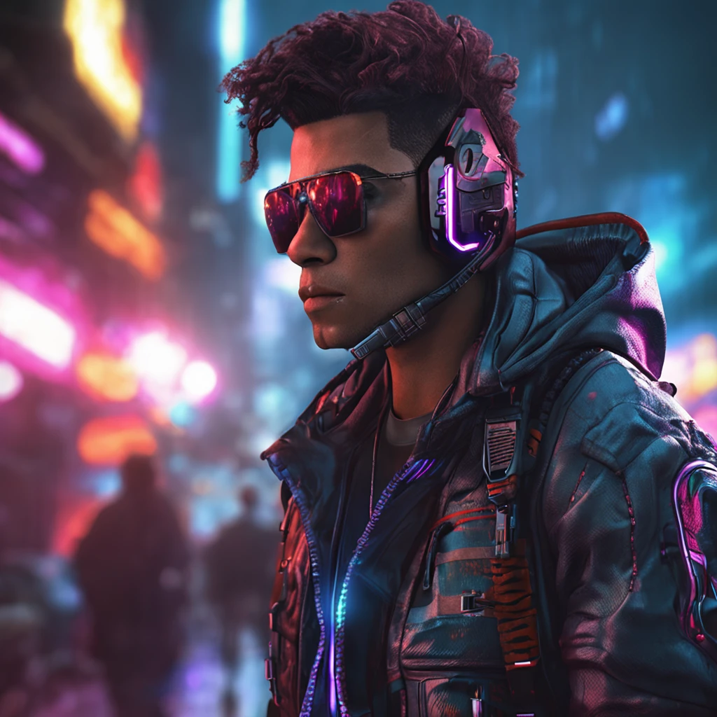 Imagem de um personagem baseado no tema cyberpunk