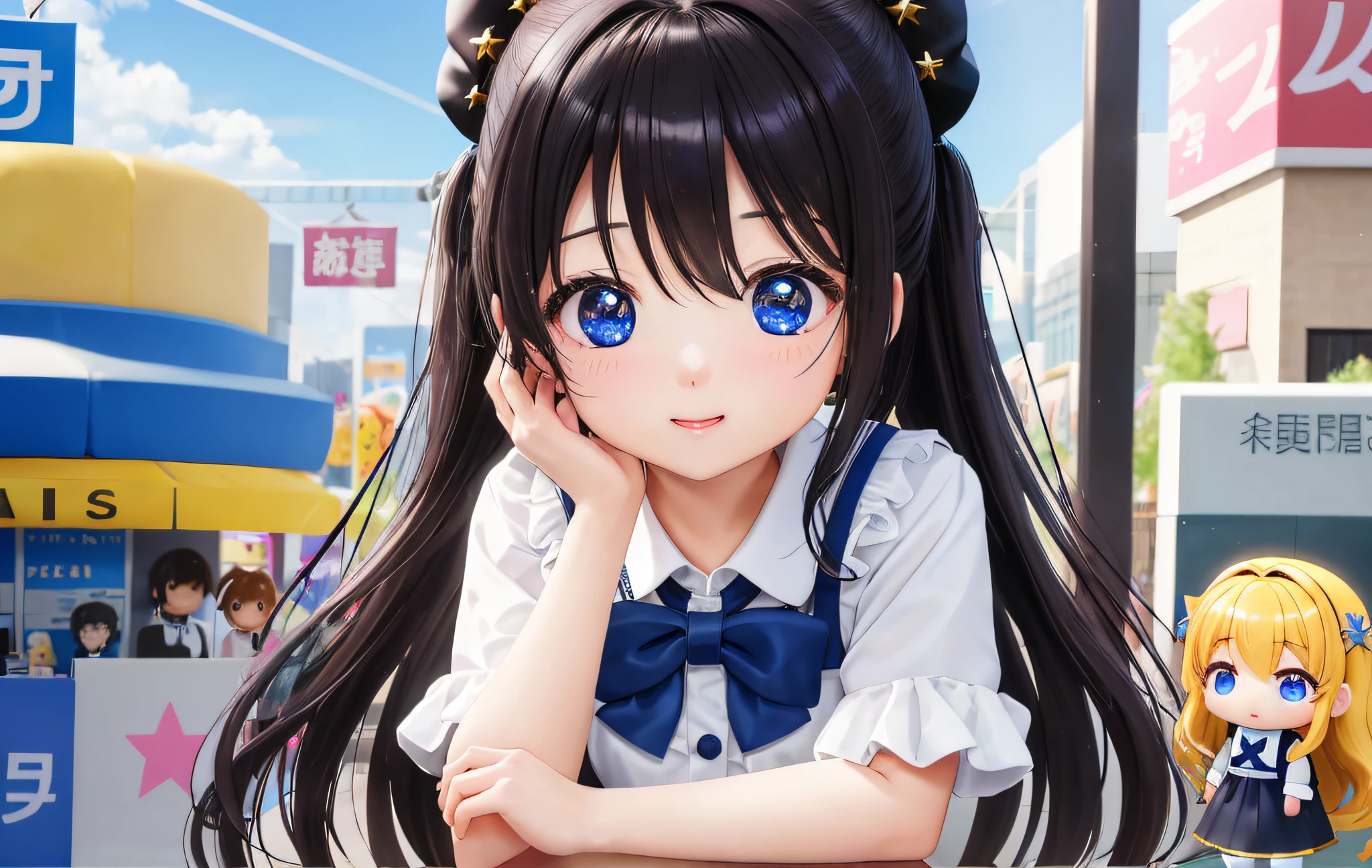 Pop Mart Blind Box IP、Close up of four cute knight dolls、Young One Angel Style、Wear longer, Dress fluently、Lop style、Poseline doll、Little people々々々々。Little people々々々々、unreal enginee 5、Light 3D/C4D production: 8K HD quality/illuminating/Ultra-fine lens description 1.5、flawless、Chibi Background/Cinematic。