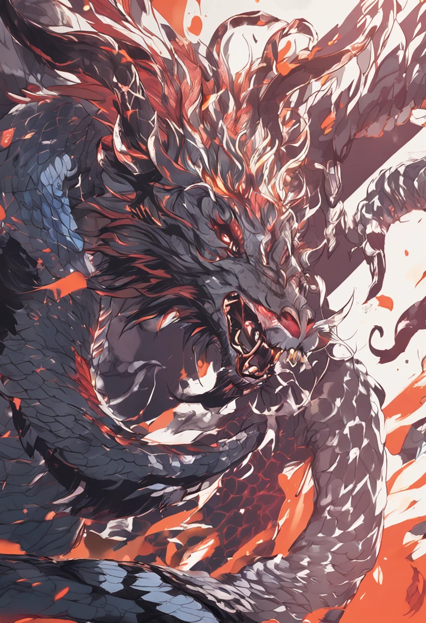with a dragon appearance and red hair
