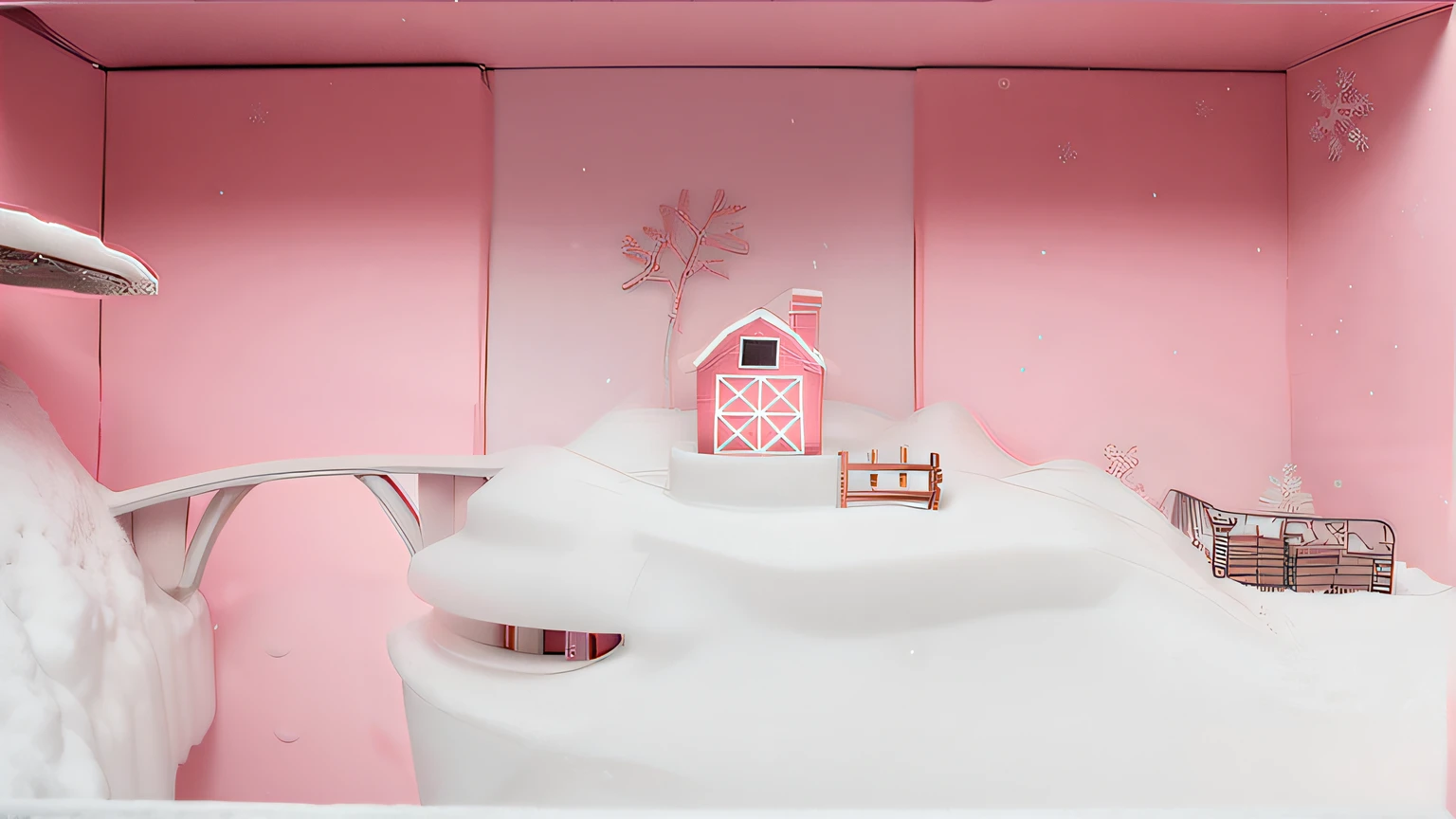 neve derrada. Neve com fundo rosa. Bolos de neve.