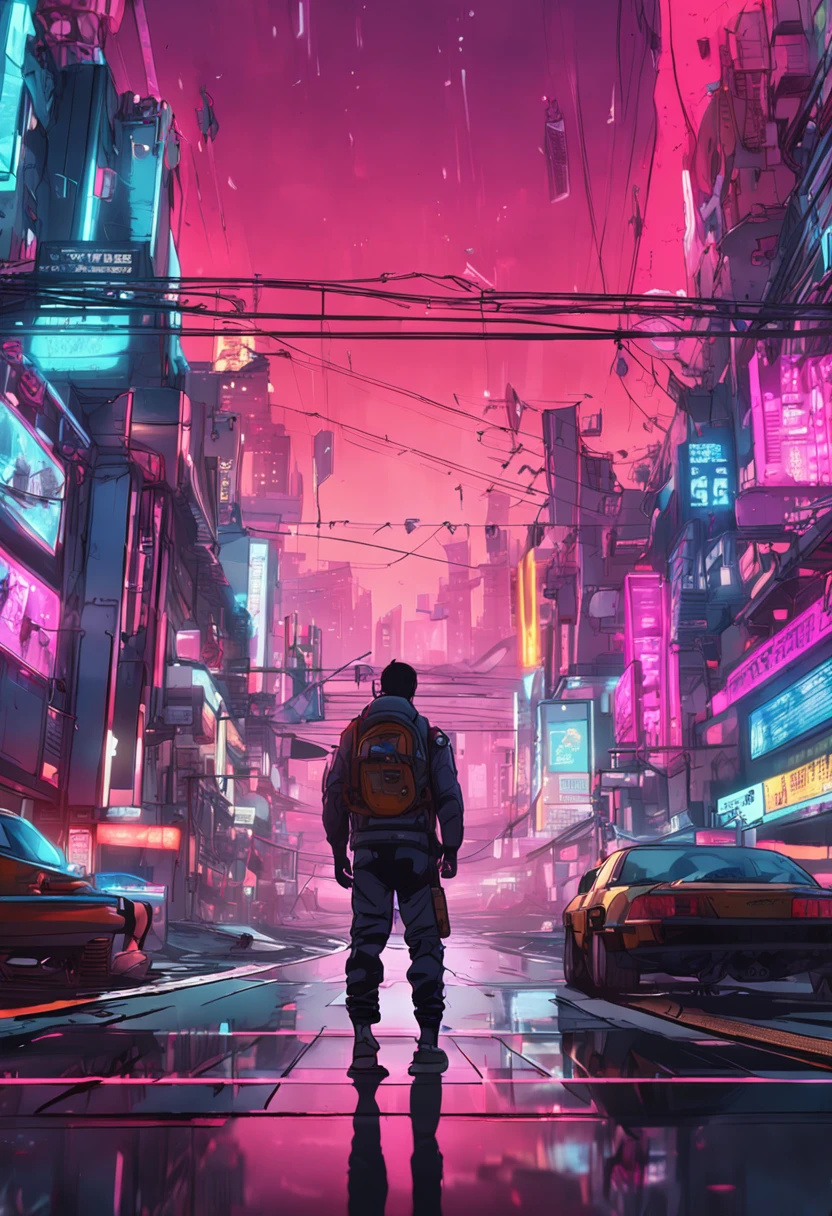 animesque　Looking up　Vast and epic Cyberpunk Tokyo　8k　ighly detailed　top-quality