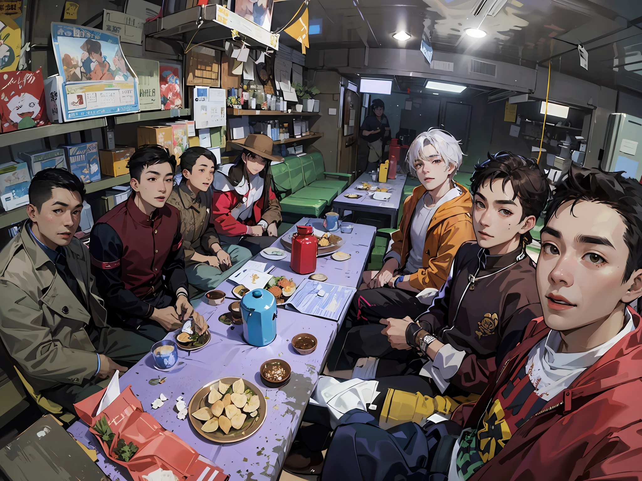 (absurderes、hight resolution、ultra-detailliert、nffsw)、masterpiece、top-quality、1boy、独奏、a handsome、dark brown hair、finely eye and detailed face、brow、Mole under the eyes、(white short pants)、espadrilles、ear piecing、crouching down、a plant、florals、Back alley background、A smile、Looking up from above、Dogs and friends、piece,wide photo