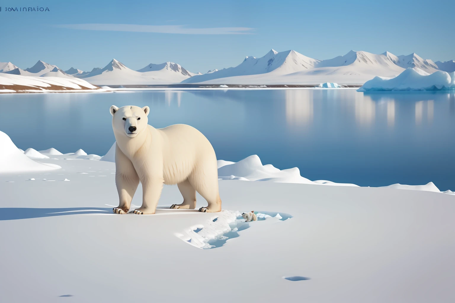 Date: 1945
Location: Canada
Description: A curious polar bear cub stands on its hind legs, paws extended, amidst the pristine snowy expanse of the Canadian Arctic.