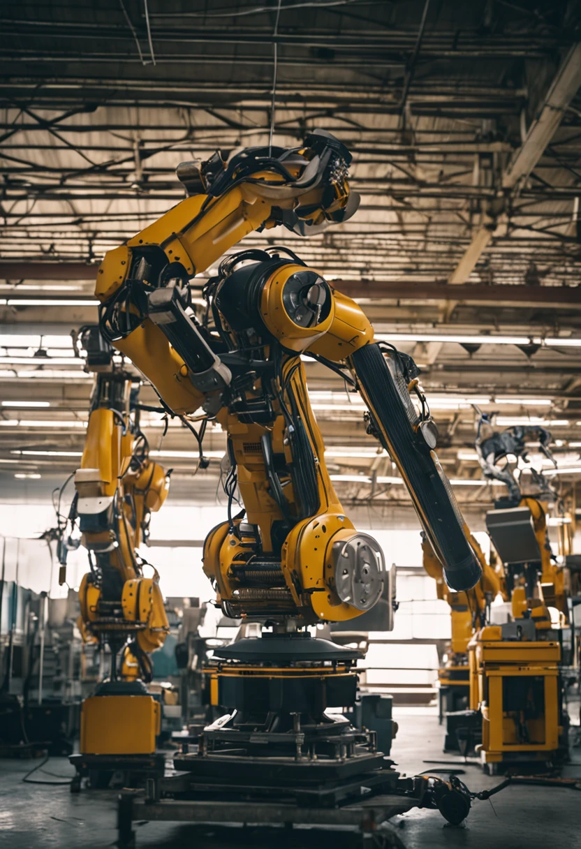 Close-up of robot with welding rod in factory, industrial robot, huge machine robot, robot machinery, machine arm, industrial robot, robot machinery, Robotic arm, extended robotic arms, one arm of the robot body, with robotic arms, robotic extended arms, with robotic arms, robotic machines, machine arm, mechanical robot body, Robot destruction