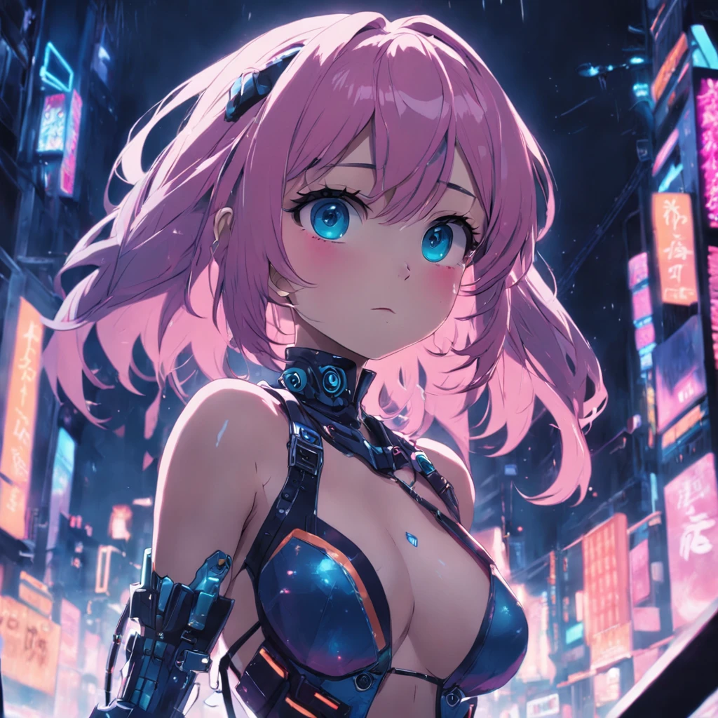 tmasterpiece,best qualtiy,cinematic Film still from,1girl,cyber punk perssonage,closeup cleavage,brightly,cheerfulness,the night
