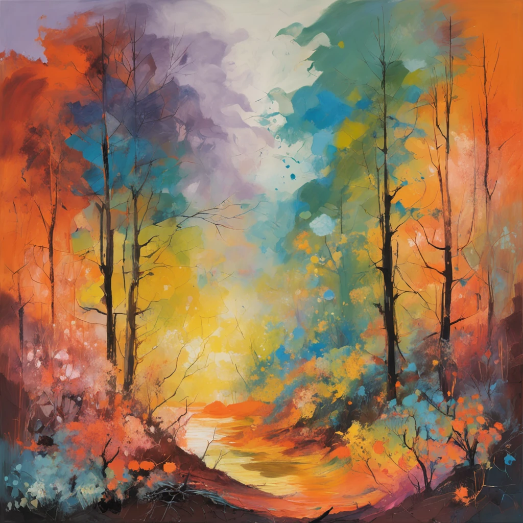 Intricate painting details of Japanese forests, By range Murata, galaxy in background, Clouds, vivd colour, High contrast, Mountain, vector line art, orange highlights, trending in pixiv, anime concept art, Stick, Mattire, high high quality, Edge to edge, Sanskrit
