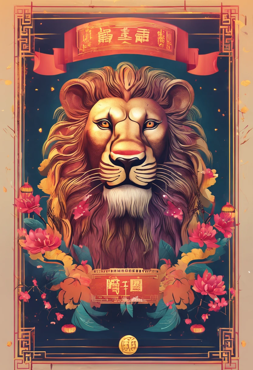 lion head china moon festival realistic