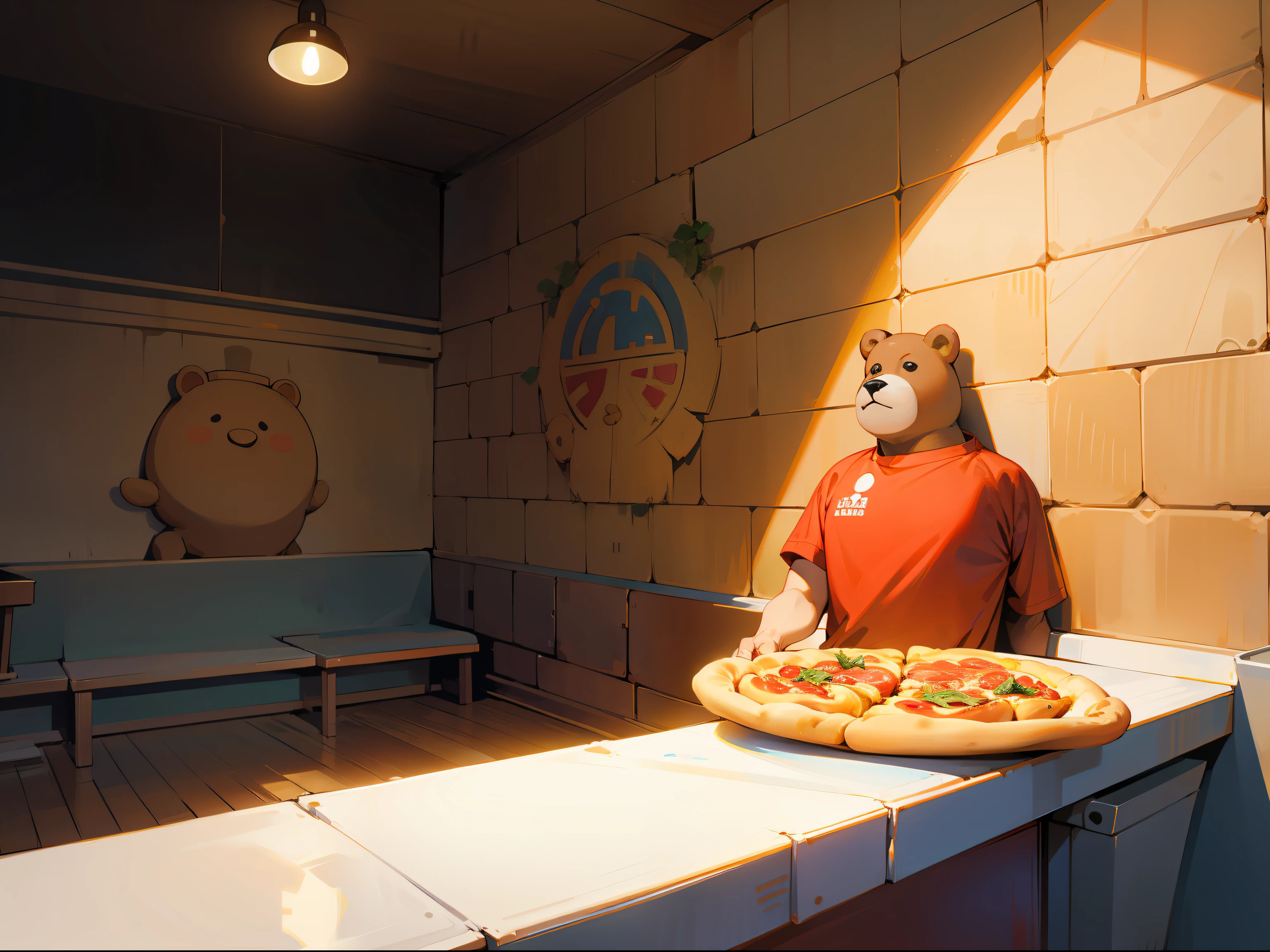 Pizzeria,Background wall,Uncle Bear