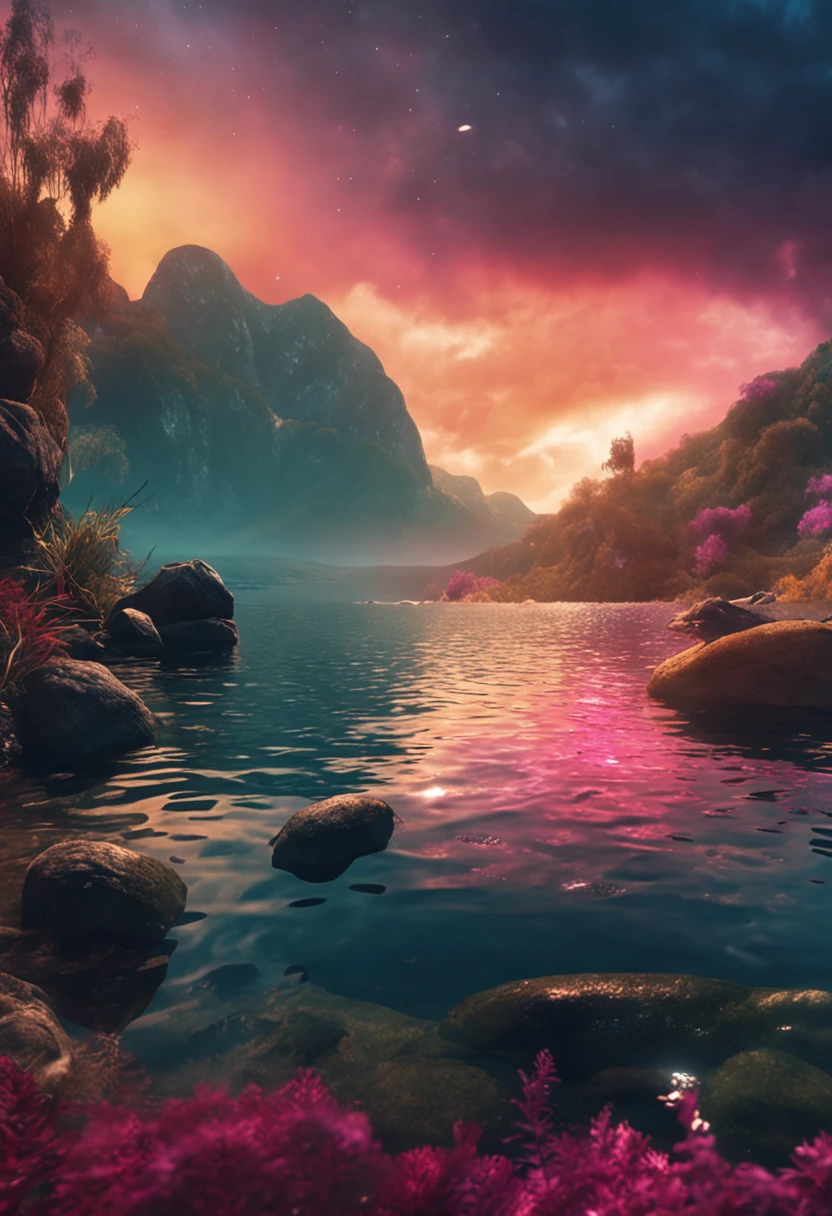 My God, Highly realistic 4K images, Walk under the lake, Serenity expresses pure compassion.