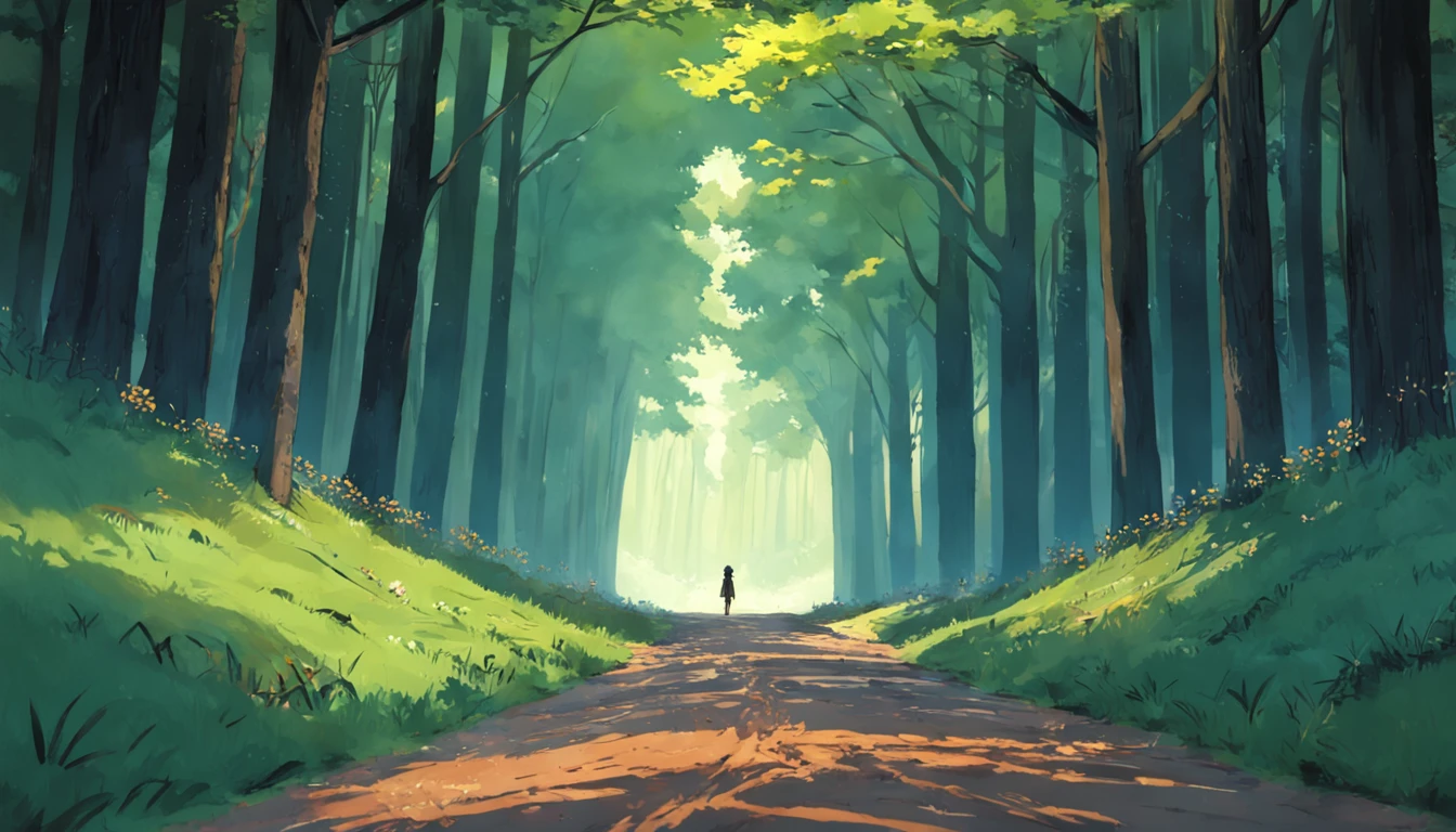 tmasterpiece,best qualityer,cinematic Film still from,1 fox,Close-up,Face the lens,Walk forward on the forest road