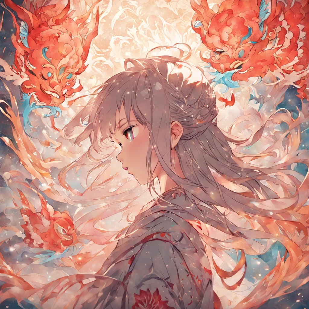 (White background:1.4),(Silhouette of a girl's head, Eyes closed, colorfull long hair, Oriental elements),(Chinese illustration:1.3,paper art:1.3, Quilted paper art:1.2),( reasonable design, Clear lines, High sharpness,Best quality, Very detailed, Masterpiece, movie light effect, 4K )