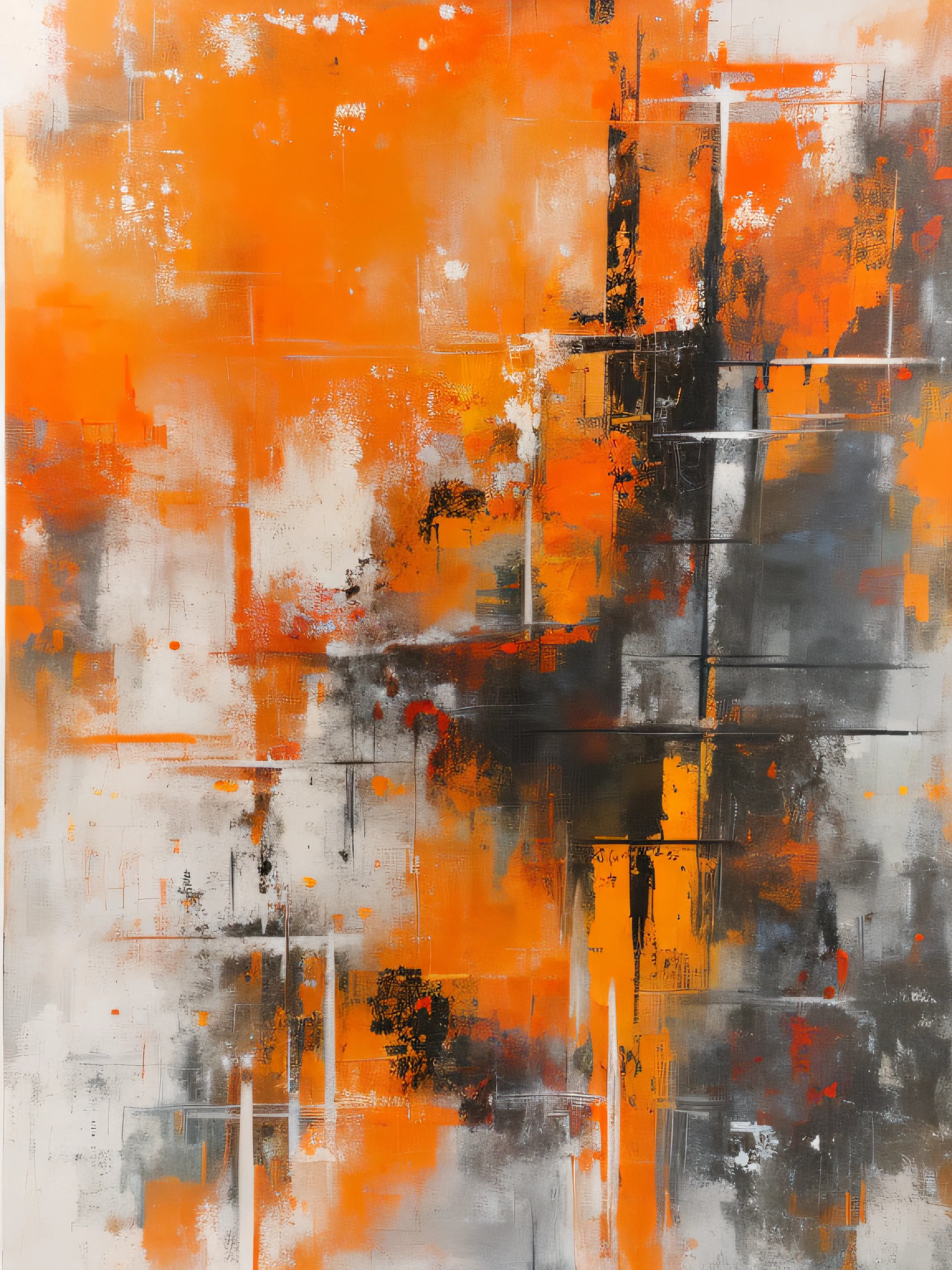 highly abstract, Abstract drawing techniques, semiabstract, gray and orange colours, Abstract acrylic painting, abstract paintings, Frenzied oil painting, intricate and wet oil paint, Express abstraction, abstracted, Abstract Realism, Coherent painting, abstract conceptual, oil painting in a modern style