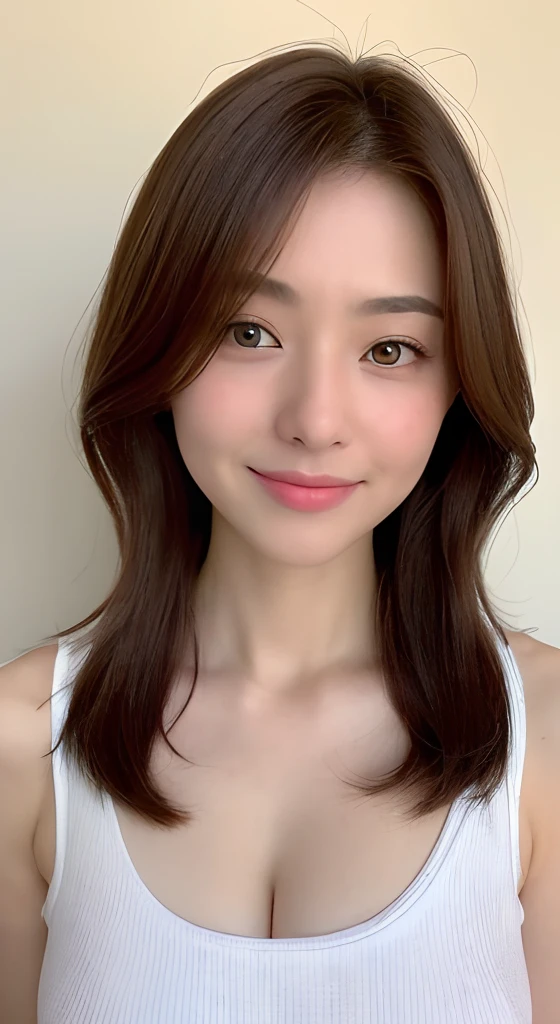 ((Best Quality, 8K, Masterpiece: 1.3)), 1 Girl, Slim Abs Beauty: 1.3, (Hairstyle Brown Hair Shortcut, Big: 1.2), Dress: 1.1, Super Slender Face, Delicate Eyes, Double Eyelids, Smile, Home, Raw Photo