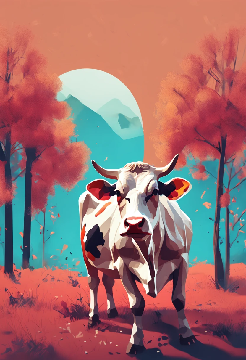 cow ,low poly style