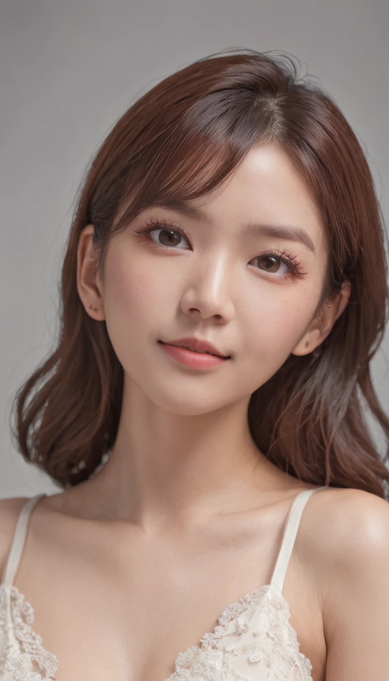 hason、nighttime scene、that attracts attention、A sexy、The shirt、High rise apartment、One room、jpn、Beautiful woman、Perfect body、Smiling、(top-quality、8K、32K、tmasterpiece、NFFSW:1.2)、Photos of beautiful girls with big breasts、very short bobbed hair、、sface focus、a necklace、from the above、looking at viewert