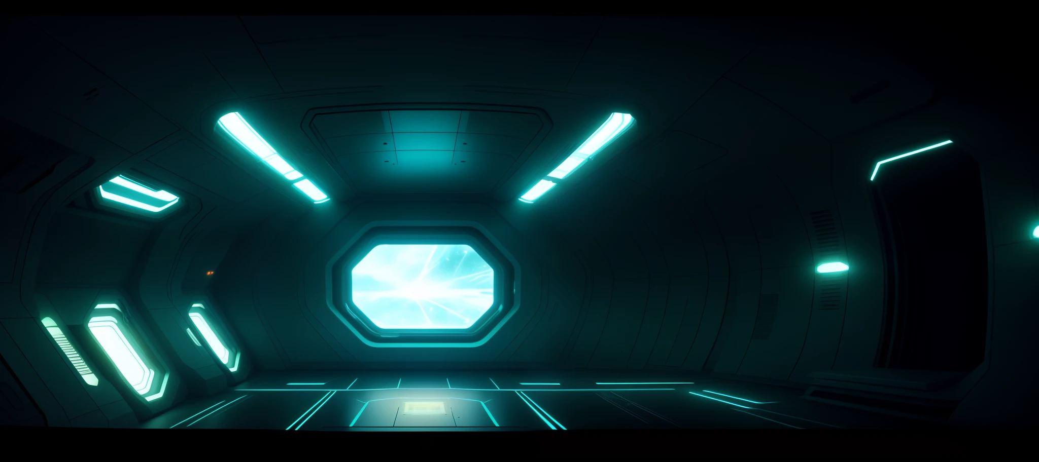 A close-up of a futuristic room,There are a lot of lights,sci-fi movie cinematic frame,cinematic scifi shot,Octane rendering sci-fi-FI,sci - fi film still,inside a space ship,science fiction scene,sci - fi film still,8K visual effects rendering,cinematic opening shot,chaotic cinematic space rift,vhs video effect。