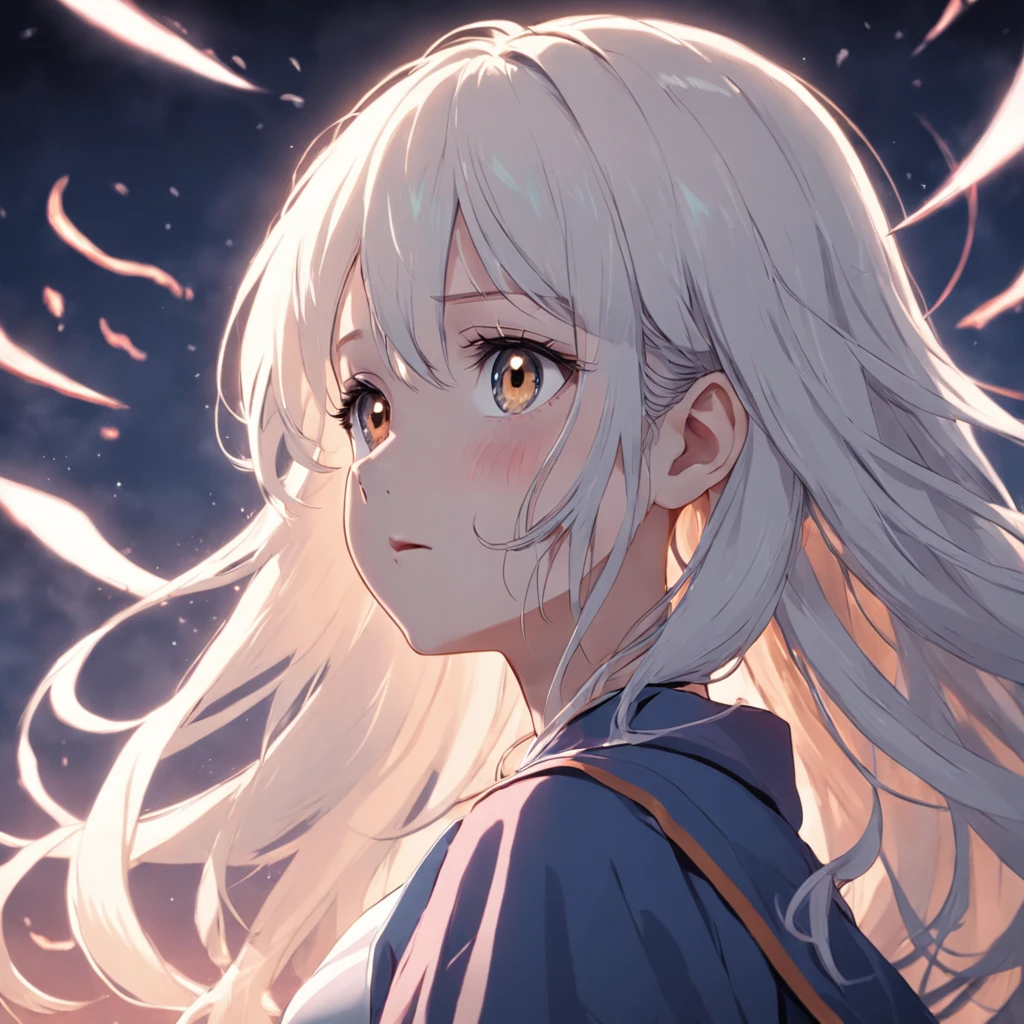 Female,Age 15 years old Junior high school student Positive image Light color to light skin tone,White hair,There is a noticeable flush on the face,Some shyness,The upper body is exposed,The chest is very large,Cassette is visible,casually dressed