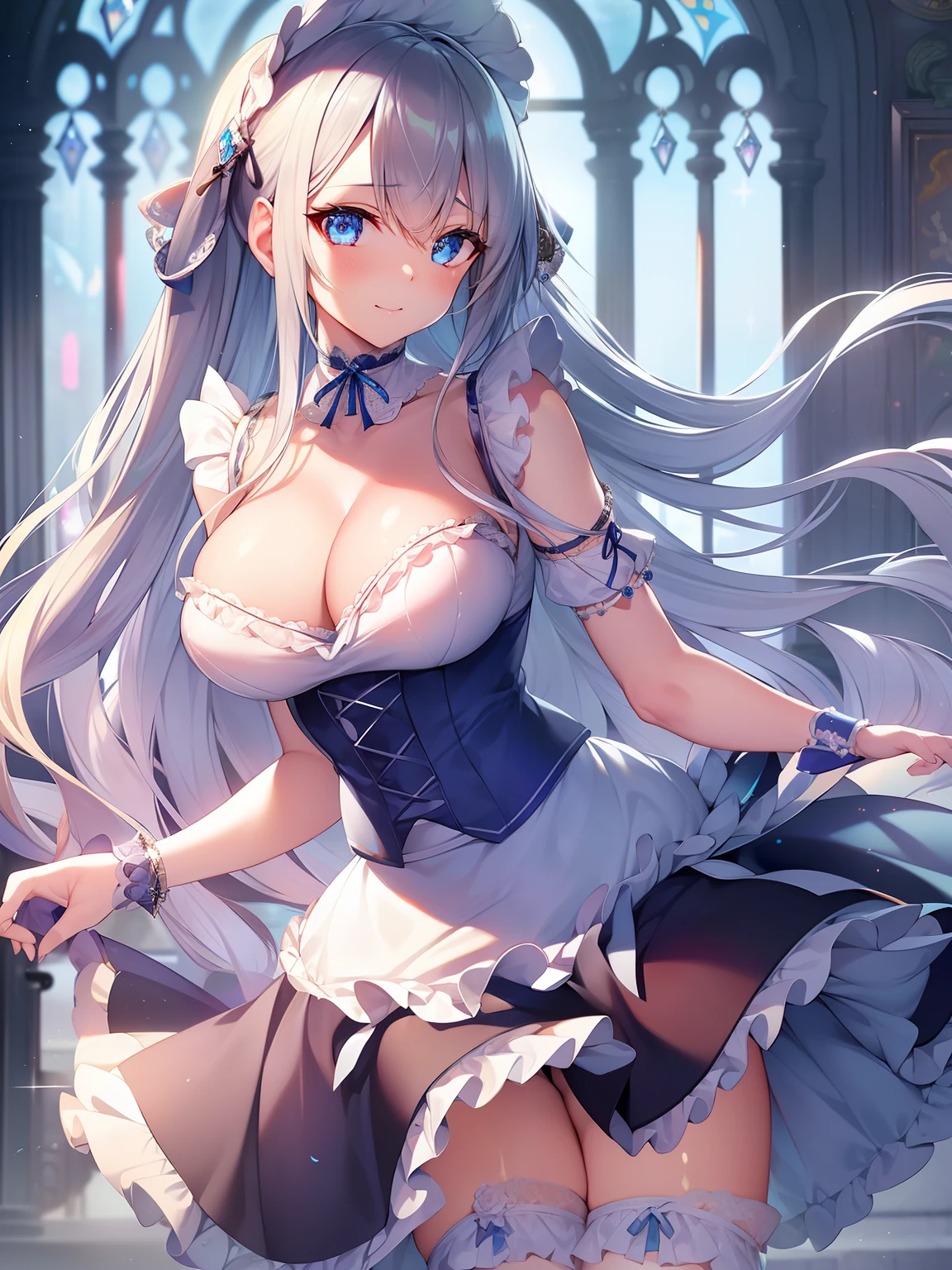 The eyes are big and double and cute.、The pupil shines like a diamond、Gradient in the eyes