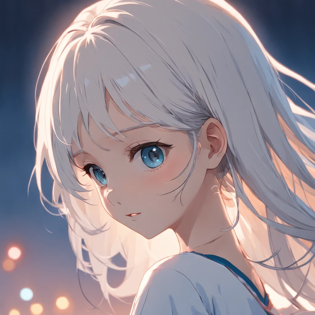Female，Age 15 years old Junior high school student Positive image Light color to light skin tone，White hair，There is a noticeable flush on the face，Some shyness，The body is chestless，The chest is very large，Cassette is visible，Only wearing a bra，The waist is very thin，The kind that makes people want to shoot at first sight