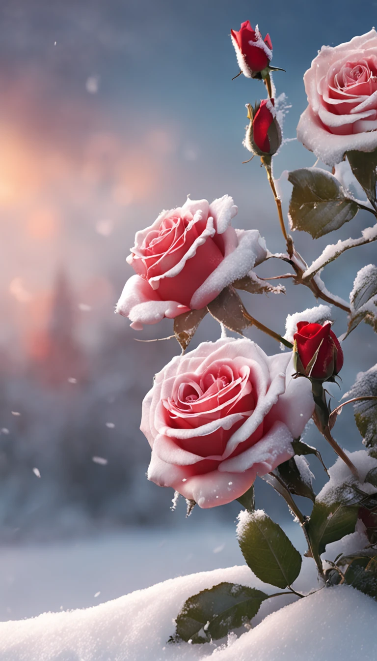 there are two roses that are in the snow on the ground, white and red roses, beautiful iphone wallpaper, beautiful digital painting, mobile wallpaper, elegant digital painting, phone wallpaper hd, wallpaper mobile, hd phone wallpaper, roses, phone wallpaper, beautiful digital art, beautiful gorgeous digital art, gorgeous digital painting, beautiful wallpaper, very beautiful digital art, realistic flowers oil painting