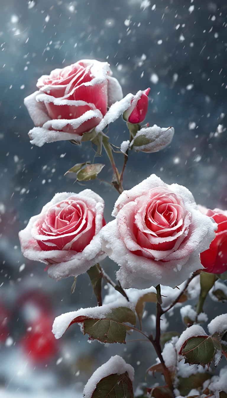 there are two roses that are in the snow on the ground, white and red roses, beautiful iphone wallpaper, beautiful digital painting, mobile wallpaper, elegant digital painting, phone wallpaper hd, wallpaper mobile, hd phone wallpaper, roses, phone wallpaper, beautiful digital art, beautiful gorgeous digital art, gorgeous digital painting, beautiful wallpaper, very beautiful digital art, realistic flowers oil painting