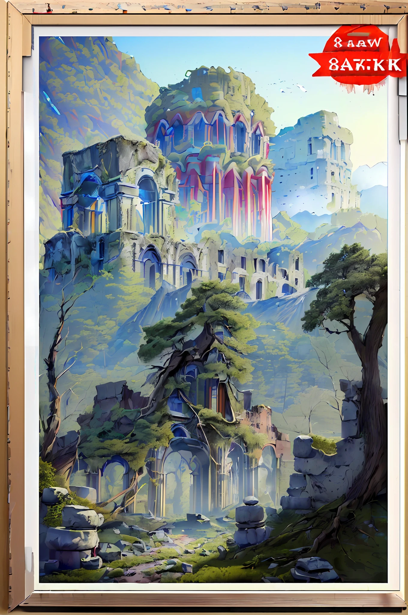 (((8K, RAW photo, Best quality, Masterpiece:1.4))), 超高分辨率, Ultra-detailed, illustration, Close-up, Astono, Environment only, Ruins of a castle made of stone, future, imagining, Outdoors, background only,the woods