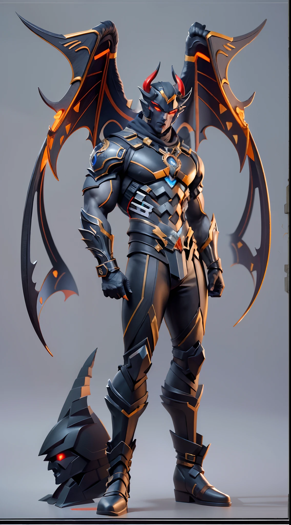 Sculpture design,Figures,GK model,The whole body of the character,Handsome demon,satan,sexy for,Stroke the chest,Wings,Handsome,Expose muscles,base,Wu Yifan,Handsome cybernetic boy looking at camera lingerie detailed muscular reality masterpiece,musculous