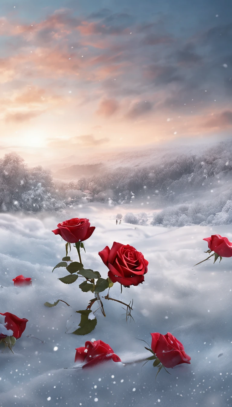 there are two roses that are in the snow on the ground, a digital painting by Igor Zenin, tumblr, digital art, white and red roses, beautiful iphone wallpaper, beautiful digital painting, mobile wallpaper, elegant digital painting, phone wallpaper hd, wallpaper mobile, hd phone wallpaper, roses, phone wallpaper, beautiful digital art, beautiful gorgeous digital art, gorgeous digital painting