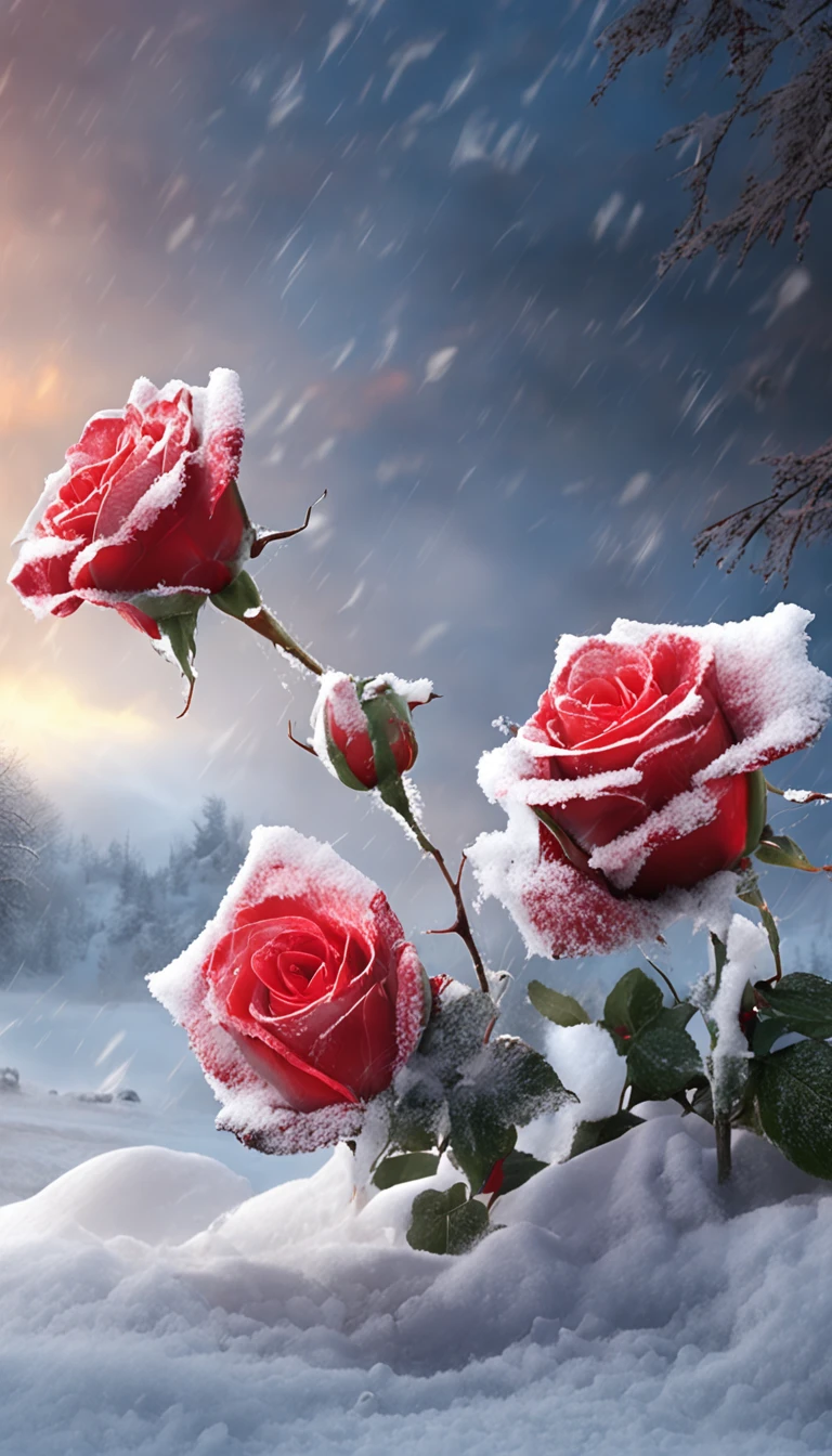 there are two roses that are in the snow on the ground, a digital painting by Igor Zenin, tumblr, digital art, white and red roses, beautiful iphone wallpaper, beautiful digital painting, mobile wallpaper, elegant digital painting, phone wallpaper hd, wallpaper mobile, hd phone wallpaper, roses, phone wallpaper, beautiful digital art, beautiful gorgeous digital art, gorgeous digital painting