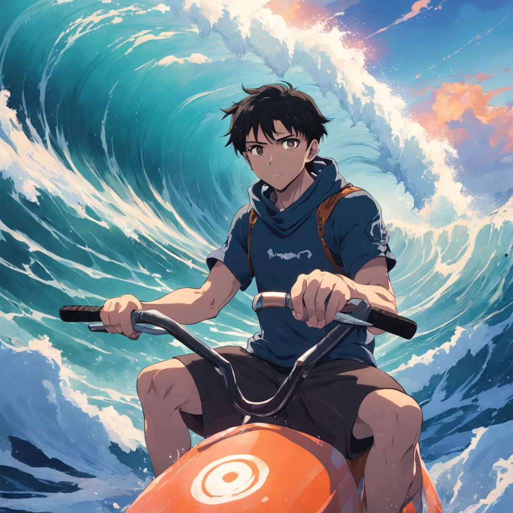 Life experience Man riding the wave well