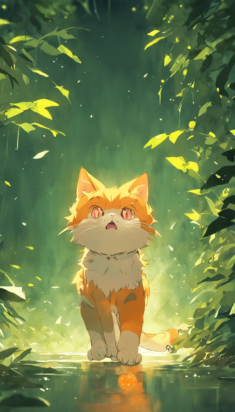 Cute kittens, Jumps, meowing, Playing, scratch, flipped, Cute.green-eyed,Orange cat