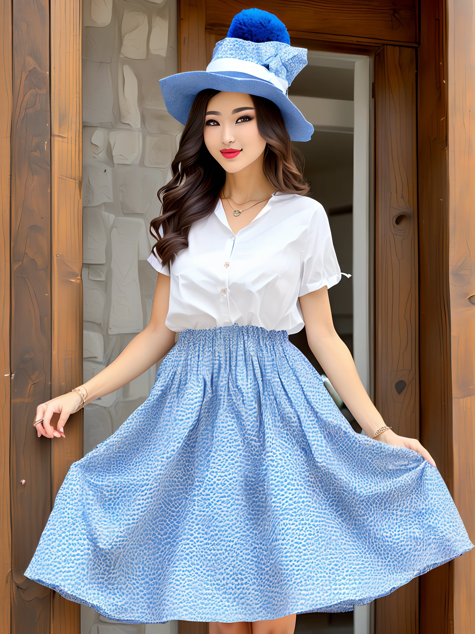 Fukalos French blue decoration,Skirt dress hat