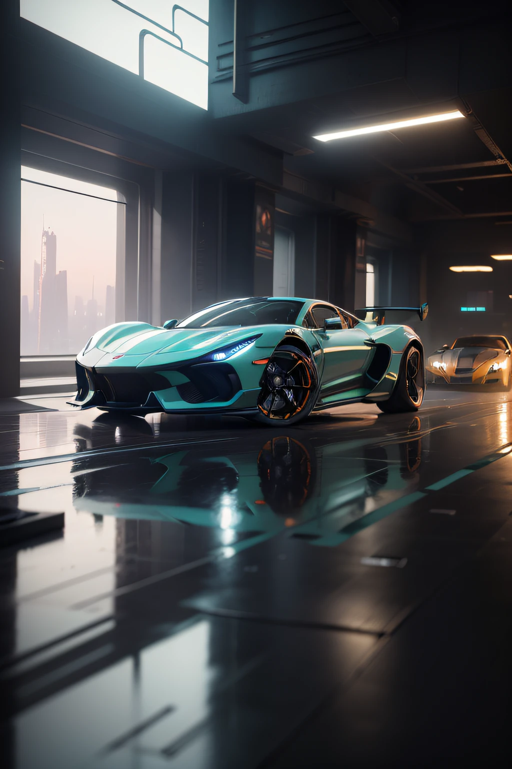 Photorealistic, ,Best quality,Masterpiece,Highly detailed,Ultra-detailed,Futuristic sports car for cyberpunk cities. 4K 3D Rendering Unreal Engine 5 Render with Blender and Octane Surrealist global illumination from photorealistic Greg Rutkowski Loish Raders Ferdinand Naboo Makoto Shinkai Tako Trends on CGhSociety
